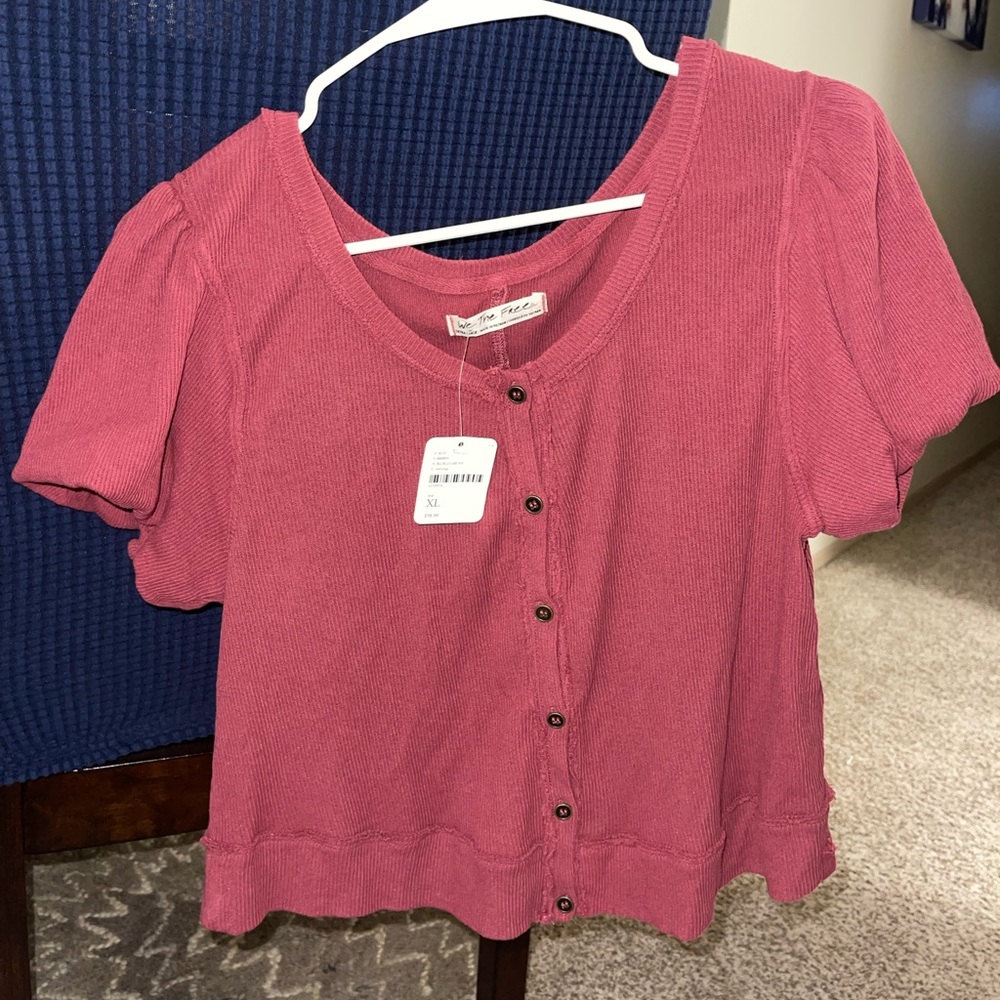 NWT Free People button down short sleeve cardigan
